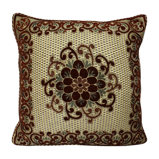 Pack Of 5 Golden/Maroon Floral Pattern Cushion Cover