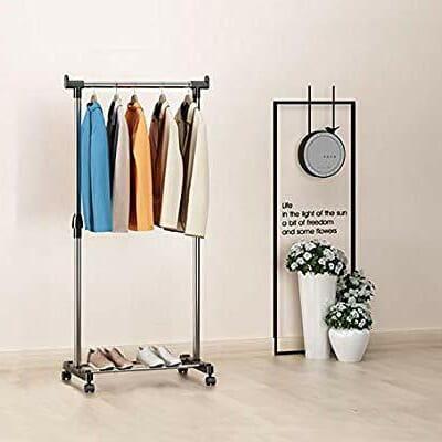 Stainless Steel Single-Pole Clothes Hanger Single-Pole Telescopic Movable Portable Clothes Rack/Clothes Rack - 1Pc