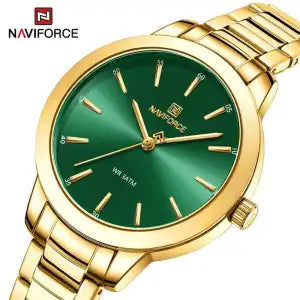NaviForce NF5025 Women's Simplicity Casual Stainless Steel Quartz Watch - Green/Golden