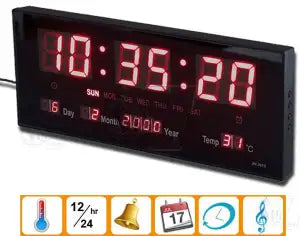 LED Digital Calendar JH3615 Digital LED Wall Clock, Length 36 cm with Calendar and Temperature Display / By SmartGallery