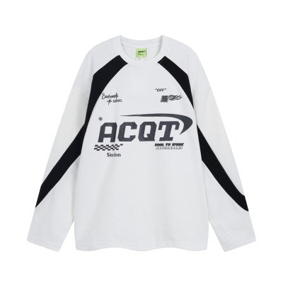 0163 Cool To Work Racing Printed Sweatshirt ' White '