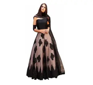Embellished Semi Stitched Lehenga Choli ( Color: Black) - Fashion | Lehenga Choli For Women | Women'S Wear |