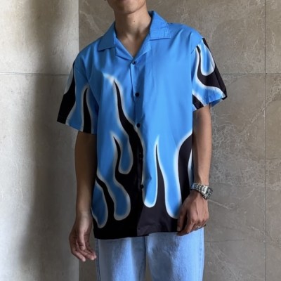 Flame Half Shirt " Blue "