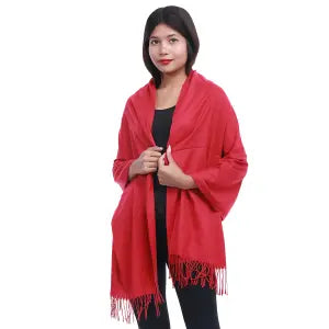 Red Premium Cashmere Multicolor Plain Scarf Shawl For Women