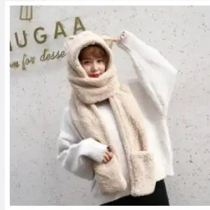 Modeling Multi Layer Cotton Hat Fluff Multicolor Two Popular Hooded Gloves Scarf ThreePiece OnePiece Women Winter