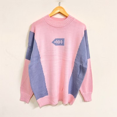 101 Arrow Printed Over Size Sweater " Pink "