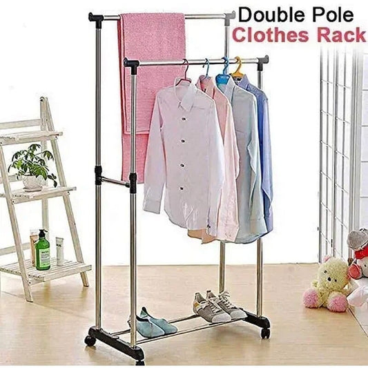 Stainless Steel Double Pole Cloth Drying Stand Rack