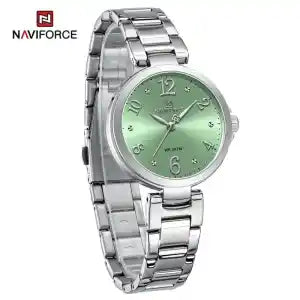 NaviForce NF5031 Luxury Bracelet Quartz Wrist watch For Women - Silver/Green