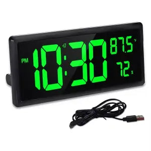 Large Digital Wall Clock 3808 Display With Temperature And Humidity 14.3 Inch LED Numbers For Home Office