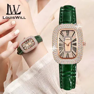 LouisWill Women Watches Fashion Retro Watches Quartz Watches Ultra-thin Square Watches Star Diamond Watch Business Casuals Wristwatch