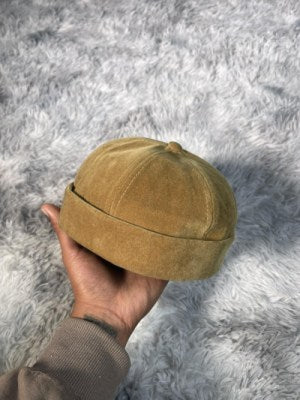 Velvet Padded Adjustable Brimless Hat " Brown "