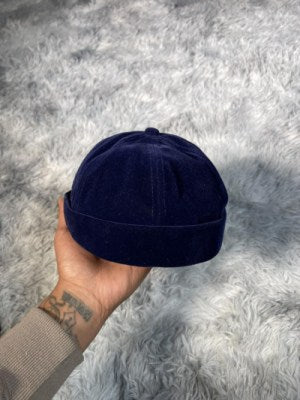 Velvet Padded Adjustable Brimless Hat " Blue "