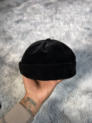 Velvet Padded Adjustable Brimless Hat " Black "