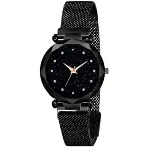 Magnetive Buckle Fashionable Round Shape Watch For Women - Black | Fashion Round Shape Watch For Women