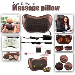 Khopo Infrared Heating Car & Home Body Massage Pillow Neck Cervical Traction Massager Car Seat Cover Relax - 8Balls