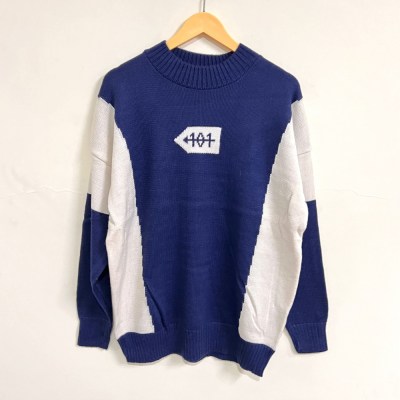 101 Arrow Printed Over Size Sweater " Blue "