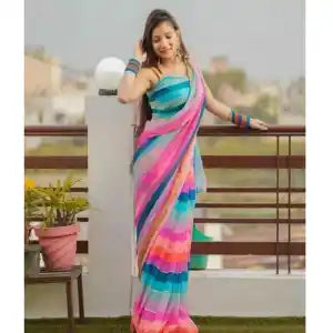 Cotton Blend Sensation Saree For Women - Multicolor Free Size Cotton Blend Saree For Women | Women's Saree |