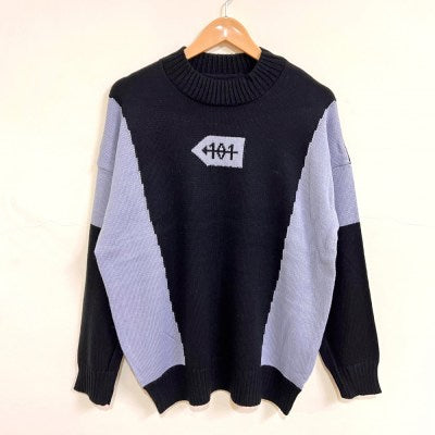 101 Arrow Printed Over Size Sweater " Black "