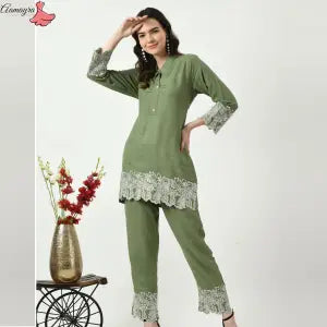 Aamayra Fashion House Green Short Coord Set For Women