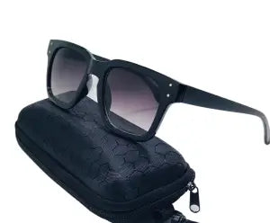 Black Lens Square Shape Sunglass For Men - Black Frame | Fashion Light Weight Black Square (With Out Cover)Sunglasses For Men