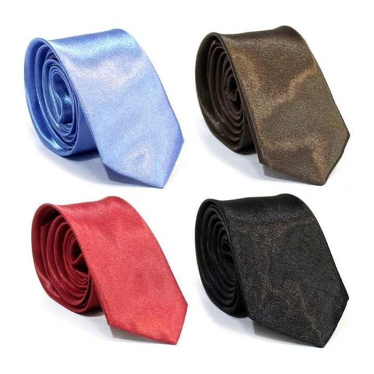 Multicolor Combo of 4 Shiny Tie For Men