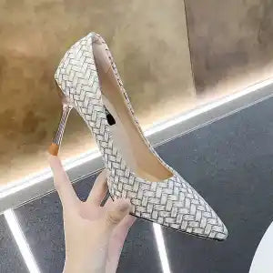 White Color Pointed Heel For Women