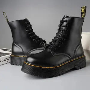 Tirpal Sole Martin Black lace up Solid Boot for Men (G76)