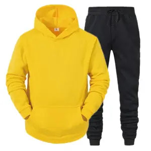 Men's Winter Warm Cotton Fleece Plain Yellow Hoodies And Joggers Tracksuit set. - Fashion | Joggers For Men | Men's Wear | Joggers | Hoodies |