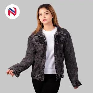 Nyptra Dark Grey Solid Premium Denim Jacket For Women - Fashion | Jackets For Women | Women's Wear | Denim Jackets |