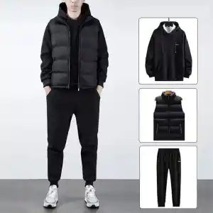 Set Of 3 PICs Men's Warm Tracksuit Set Half Jacket Hoodie And Joggers. - Fashion | Joggers For Men | Jackets |