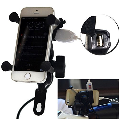 X Grip 2 In1 Octopus Universal Bike And Scooty Mobile Holder With Charger 5 Volt 1.5 Amp