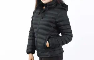 Moonstar Black Silicon Hooded Jacket for Women / 3 Layer / Windproof