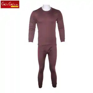 Gagan Brown Color Full Sleeves Round Neck Thermal Set For Men