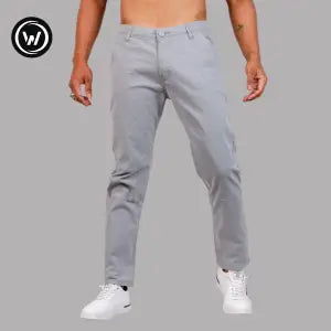 Wraon Grey Stretchable Premium Cotton Chinos For Men - Fashion | Pants For Men | Men's Wear | Chinos Pants |