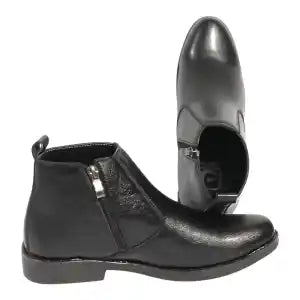 Zip Black Leather Ankle Boots For Men