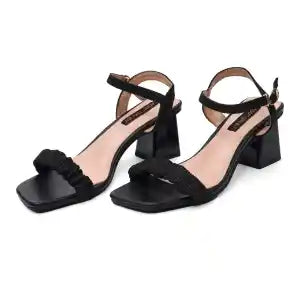 Black Color Foot Candy Velvet Party Wear Glitter Sandle For Women
