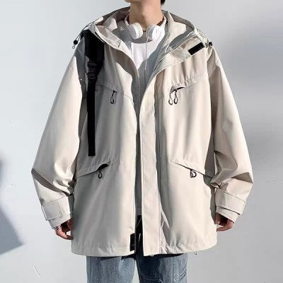 742 Four Pockets Over Size Water Proof Wind Breaker Jacket " Off White "