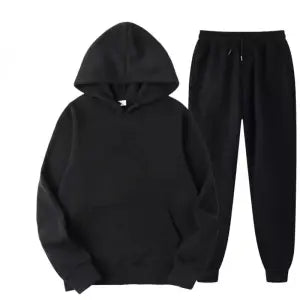 Men's Winter Warm Cotton Fleece Plain Hoodies And Joggers Tracksuit set.(Black Set) - Fashion | Joggers For Men | Men's Wear | Joggers | Hoodies |