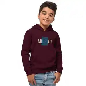 13-14 Years Boys Regular Fit Full Sleeve Hooded Cotton Sweatshirt With Rib In Burgundy Color