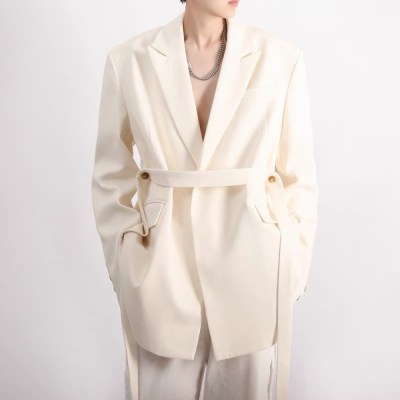 F70 Lace Up Business Luxury Elegant Over Size Baggy Blazer " Cream "