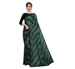Self Design Bollywood Lycra Blend Saree (Green)