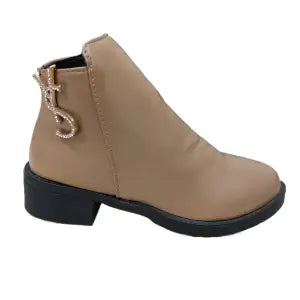 Flat Heel Khaki Ankle Boot For Women 7014-16