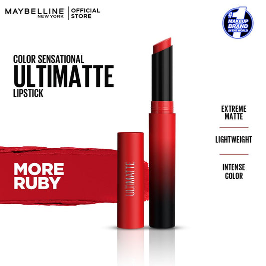 Maybelline New York Color Sensational Ultimate Matte Lipstick, 199 More Ruby By Genuine Collection