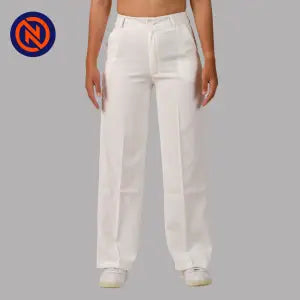 Nepster White Stretchable Formal Straight Pants For Women