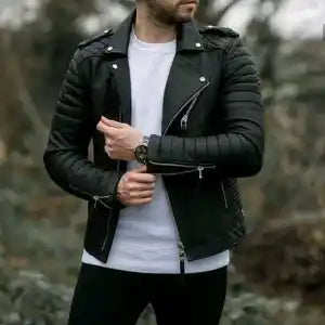 Black Slim Fit Faux Leather Jacket For Men - Black | Multisize | Fashion | Jackets For Men | Men'S Wear