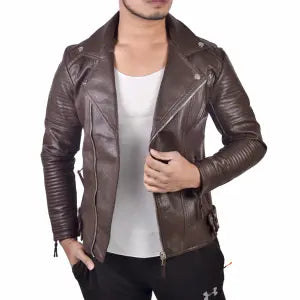 Men Fashion Solid Black Leather Jacket By Bajrang
