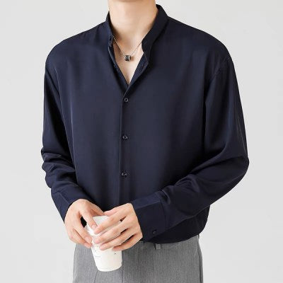 01 Plain Formal Design Over Size Full Shirt " Blue "
