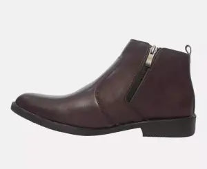 Zip Leather Brown Ankles Boots For Men