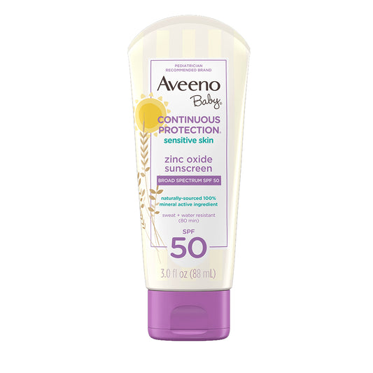 Aveeno Baby Continuous Protection Zinc Oxide Sunscreen Spf 50 -88ml
