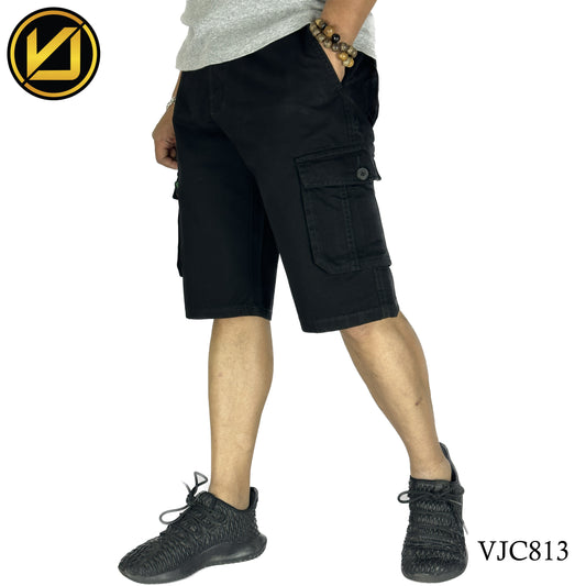 VIRJEANS (VJC813) Cargo Box Half Pant For Men-Black